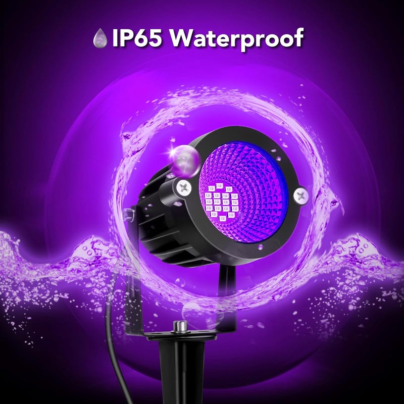 BeeLinks Halloween LED Black Light: 15W Spot Lights Outdoor UV Spotlight for Halloween Christmas | 2 PacK 110V Plug-in Blacklight with IP65 Waterproof for Party Body Paint Fluorescent Poster Neon Glow - Image 5